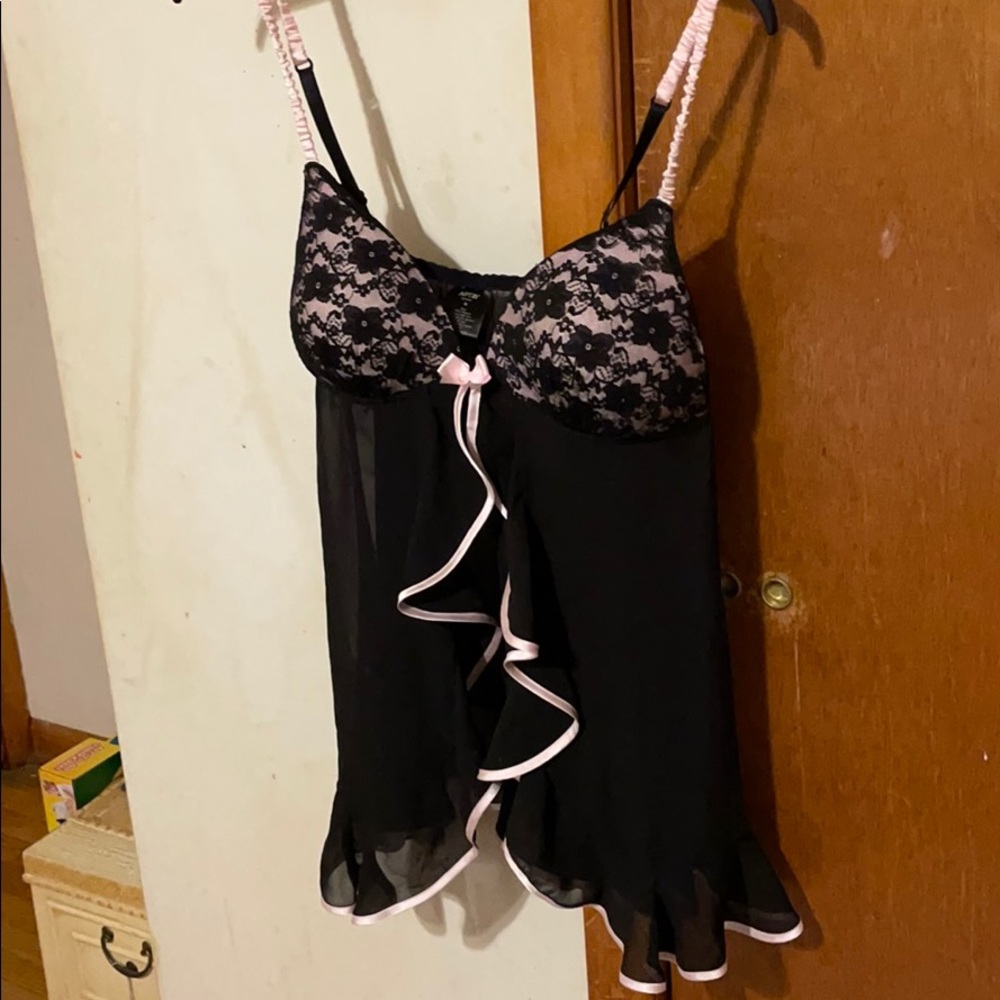 Black and pink . Lace with pink